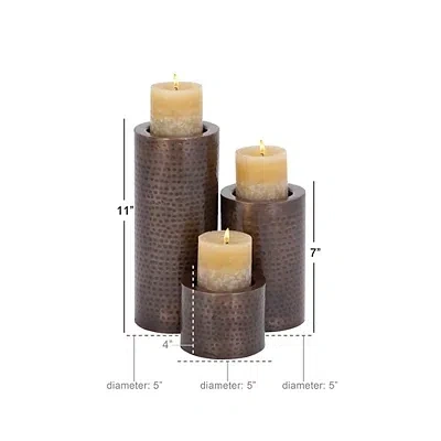 Kirkland's Hammered Metal Candle Holders In Brown