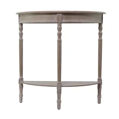 Kirkland's Whitewashed Wood Half Moon Console Table In Brown