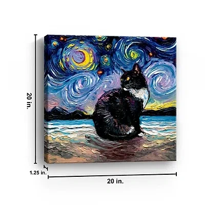 Kirkland's Aja Trier Tuxedo Cat Starry Night Canvas Art Print In Multi