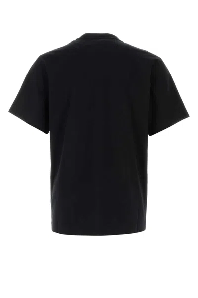 Burberry Men Black Crewneck T-shirt With Ekd And Logo Lettering Embroidery On The Front In Cotton Ma