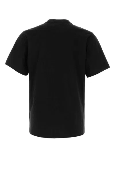 Burberry Men Black Crewneck T-shirt With Logo Lettering On The Front In Cotton Man