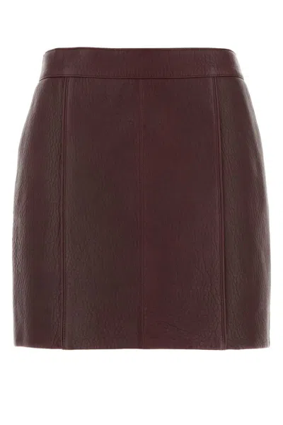 Chloé Chloe Women Grape Leather Mini Skirt In Burgundy