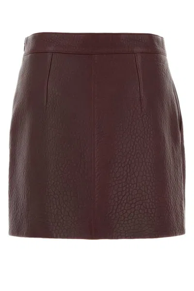 Chloé Chloe Women Grape Leather Mini Skirt In Burgundy