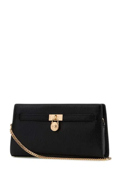 Michael Kors Black Leather Hamilton Crossbody Bag In Black