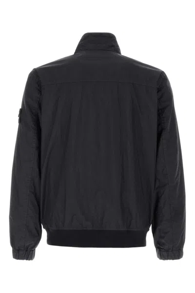 Stone Island Nylon Jacket High Collar Elastic Cuffs In Multi