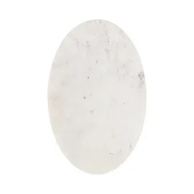 Kirkland's Marble And Gold Oval C-shape Accent Table In White