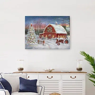 Kirkland's Christmas Cozy Barn Canvas Art Print In Multi