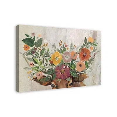Kirkland's Floral Steer Horns Canvas Art Print In Multi