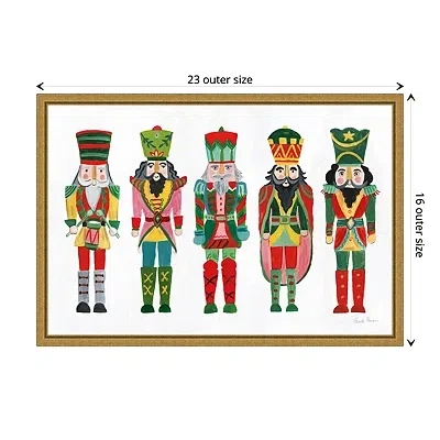 Kirkland's Holiday Nutcrackers Framed Canvas Art Print In Multi