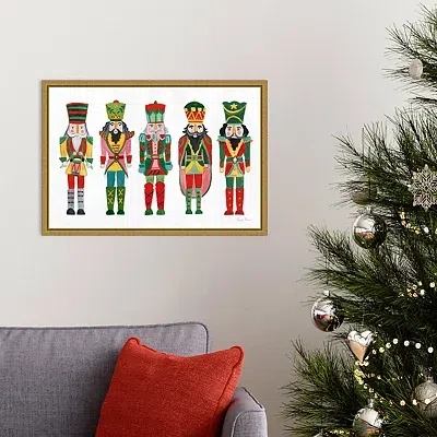 Kirkland's Holiday Nutcrackers Framed Canvas Art Print In Multi