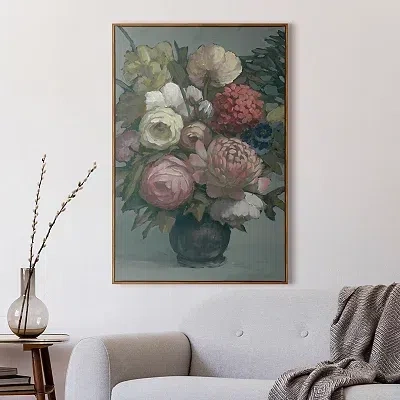 Kirkland's Moody Floral Bouquet Framed Canvas Art Print In Multi