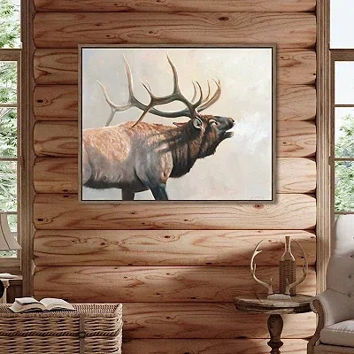 Kirkland's Wild Elk Framed Canvas Art Print In Multi