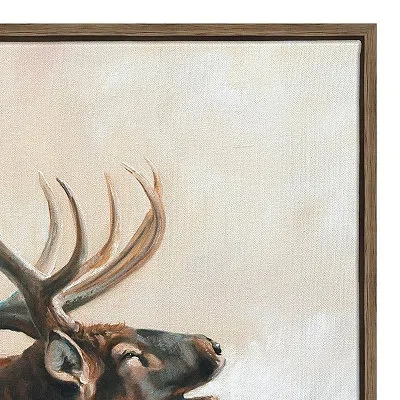 Kirkland's Wild Elk Framed Canvas Art Print In Multi