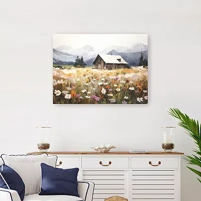 Kirkland's Floral Field Cabin Canvas Art Print In Multi
