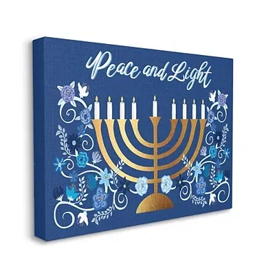 Kirkland's Peace And Light Menorah Canvas Art Print In White