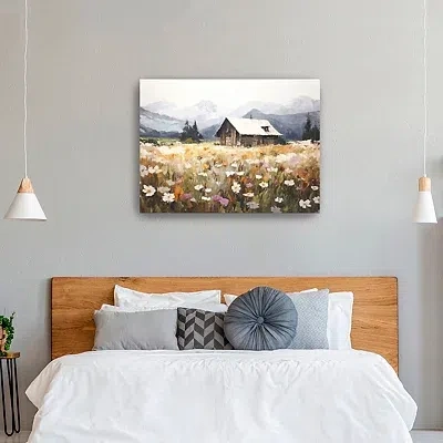 Kirkland's Floral Field Cabin Canvas Art Print In Multi