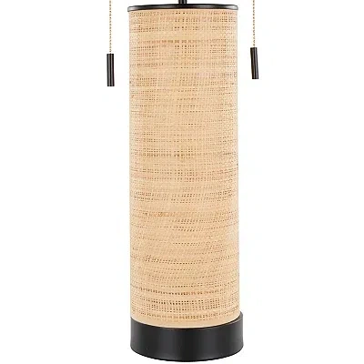 Kirkland's Rattan And Black Metal Table Lamp In Multi