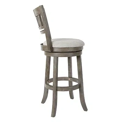 Kirkland's Slatted Back Upholstered Swivel Bar Stool In Gray