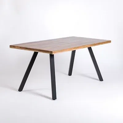 Kirkland's Glenn Natural Wood Rectangular Dining Table In Black