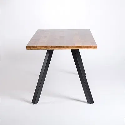 Kirkland's Glenn Natural Wood Rectangular Dining Table In Black