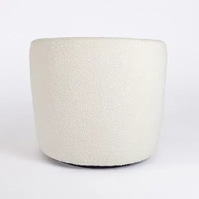 Kirkland's Small Round Cream Boucle Swivel Accent Chair In White