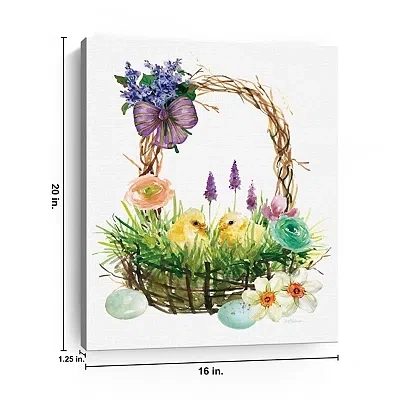 Kirkland's Spring Chicks In A Basket Canvas Art Print In Multi