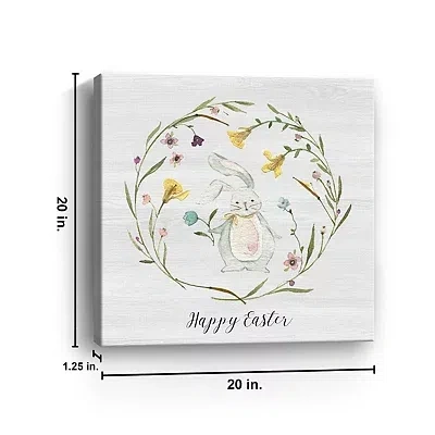 Kirkland's Happy Easter Bunny Wreath Canvas Art Print In Multi