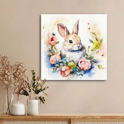 Kirkland's Bunny Nestled In Flowers Canvas Art Print In Multi