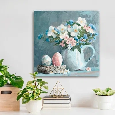 Kirkland's Easter Eggs And Floral Jug Canvas Art Print In Multi