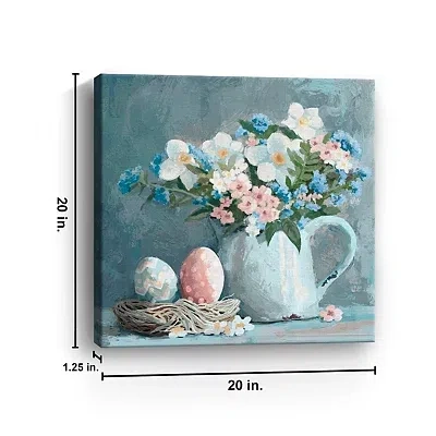 Kirkland's Easter Eggs And Floral Jug Canvas Art Print In Multi