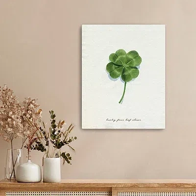 Kirkland's Lucky Four Leaf Clover Canvas Art Print In White