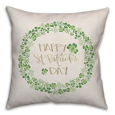 Kirkland's Happy St. Patrick's Day Clover Wreath Throw Pillow In Green