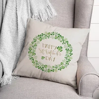 Kirkland's Happy St. Patrick's Day Clover Wreath Throw Pillow In Green