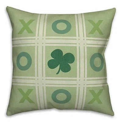 Kirkland's Tic Tac Toe Clover Indoor/outdoor Pillow In Green