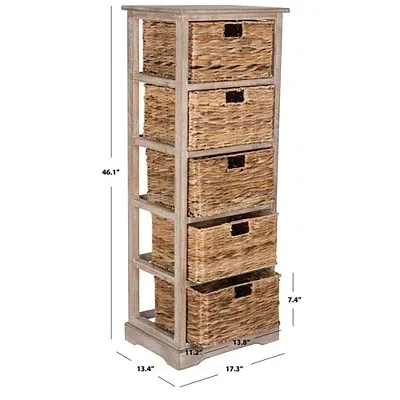 Kirkland's Whitewashed Storage Tower With Woven Baskets In Multi