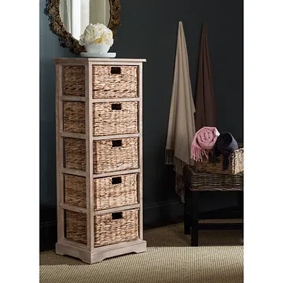 Kirkland's Whitewashed Storage Tower With Woven Baskets In Multi