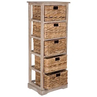 Kirkland's Whitewashed Storage Tower With Woven Baskets In Multi