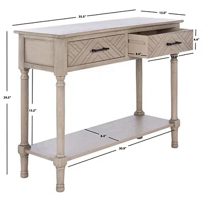 Kirkland's Greige Chevron 2-drawer Console Table In Gray