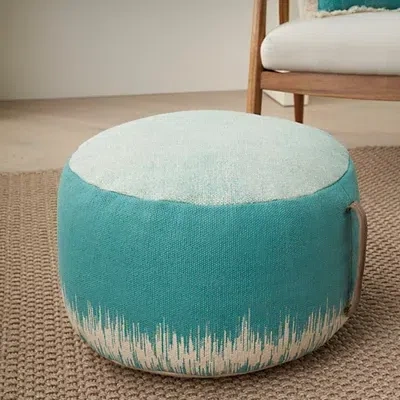 Kirkland's Jagged Linear Pouf With Handle In Blue