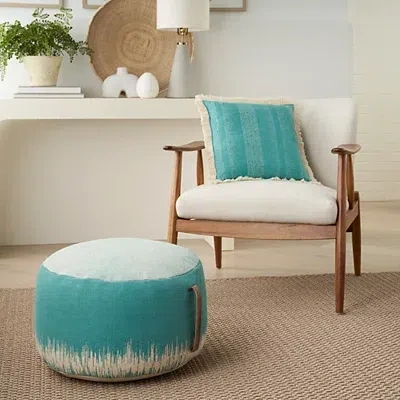 Kirkland's Jagged Linear Pouf With Handle In Blue