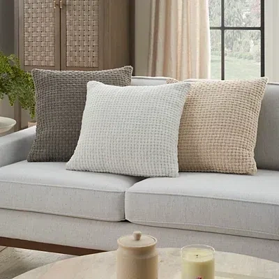 Kirkland's Waffle Knit Chenille Throw Pillows In White
