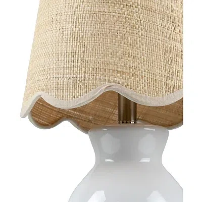 Kirkland's Stella White Mini Table Lamp With Woven Shade In White
