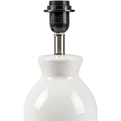 Kirkland's Stella White Mini Table Lamp With Woven Shade In White