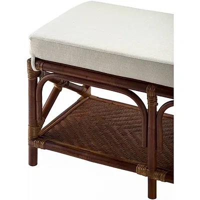 Kirkland's Kaili Brown Rattan Cushioned Bench In Brown