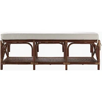 Kirkland's Kaili Brown Rattan Cushioned Bench In Brown