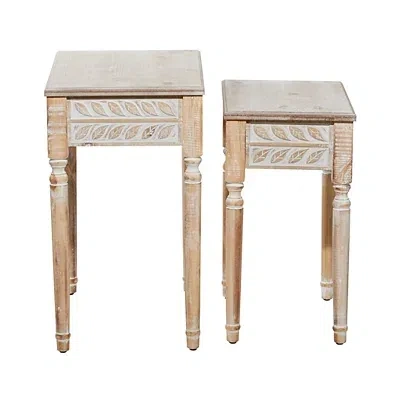 Kirkland's Wood Carved Leaf Accent Tables In Multi