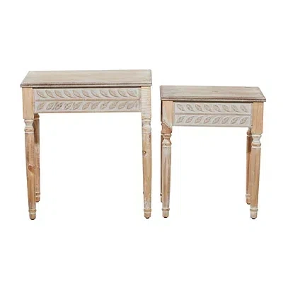 Kirkland's Wood Carved Leaf Accent Tables In Multi