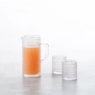 Kirkland's Fortessa Clear Bead Glasses And Pitcher In Transparent