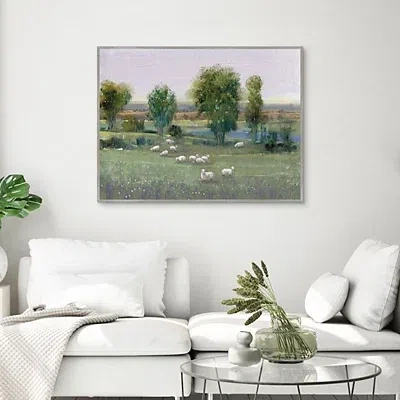Kirkland's Field Of Sheep Framed Canvas Art Print In Multi