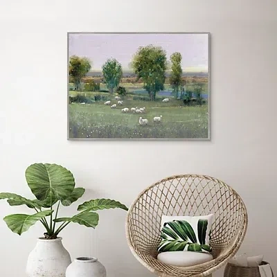 Kirkland's Field Of Sheep Framed Canvas Art Print In Multi
